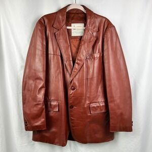 Vintage London Fog Leather Blazer Coat Mens 44 Reg Brown 70s 80s USA